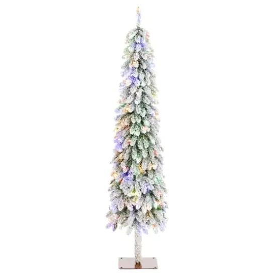 Glitzhome&reg; 6ft Pre-Lit Flocked Artificial Christmas Tree, Warm White Lights {1}