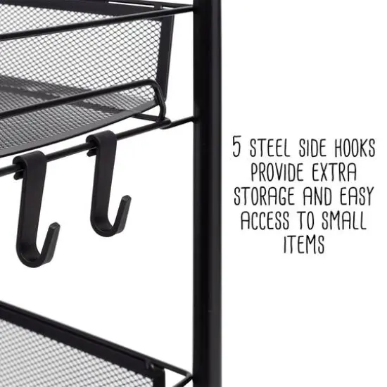 Honey Can Do Black 4-Tier Metal Rolling Cart with Trays {12}