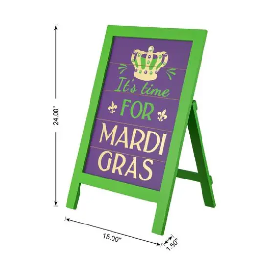 Glitzhome&reg; 24" Mardi Gras Wooden Standing Easel Sign Decor or Hanging Decor {8}