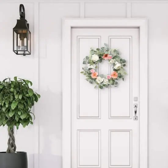 24"Artificial Chrysanthemum, Rose & Ranunculus Floral Spring Wreath {6}