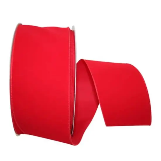 JAM Paper 4" x 50yd. Velvet Wired Ribbon Red {1}