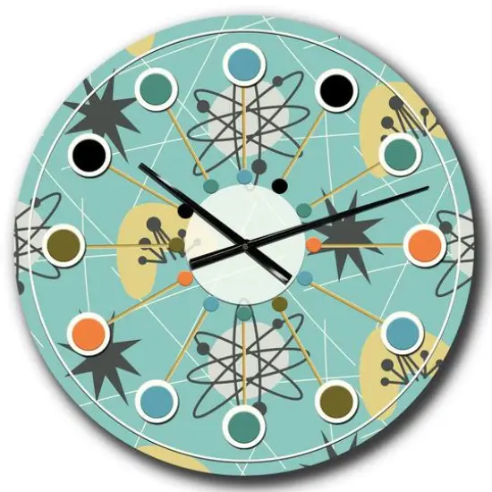 Designart '1950 Retro Pattern I Mid-Century Modern Wall Clock {1}