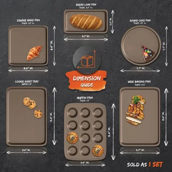 NutriChef Bronze Non-Stick Kitchen Bakeware Set {5}