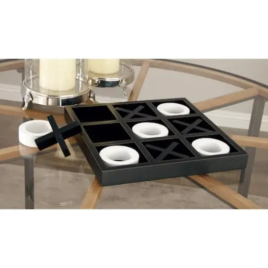 Black & White Wood Tic-Tac-Toe Game Set {8}