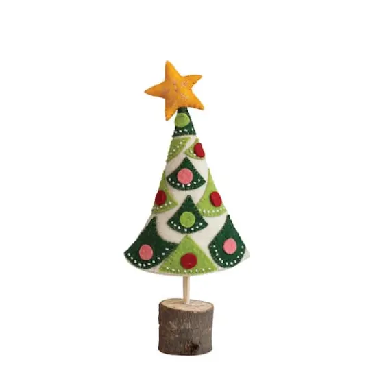 Hello Honey&reg; 18" Embroidered Handmade Wool Felt Tree with Star {1}