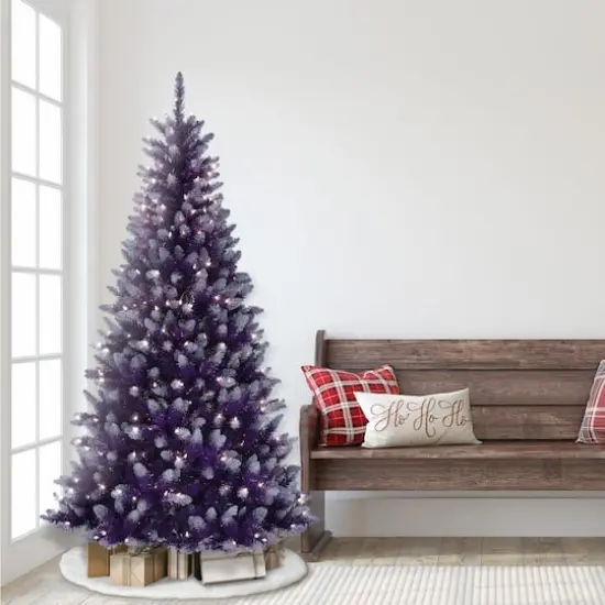 6.5ft. Pre-Lit Fashion Purple Artificial Christmas Tree, Clear Lights {6}
