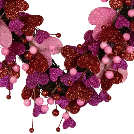 20" Glittered Hearts & Berries Valentine's Day Twig Wreath {6}