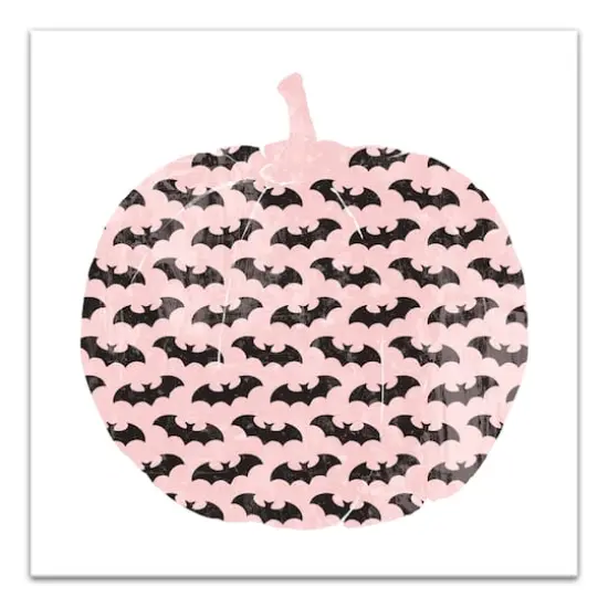 Pink & Black Bat Pumpkin Canvas Wall Art {1}