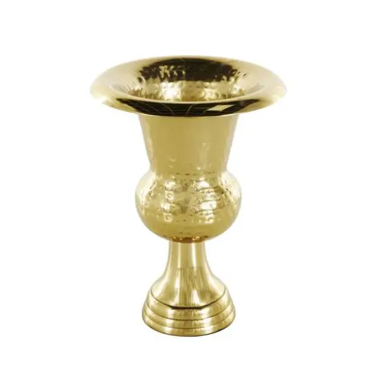 11" Gold Textured Metal Vase {7}