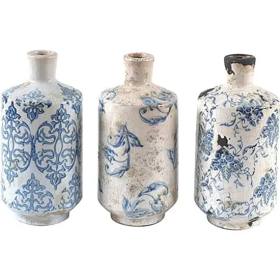 Hello Honey&reg; Blue & White Terracotta Vases Set {2}