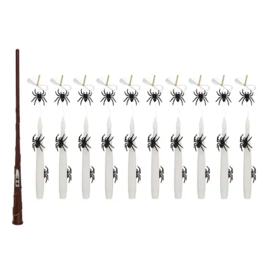 10ct. Warm White Flickering LED Hanging Spider Candles with Remote by Ashland&reg; {1}