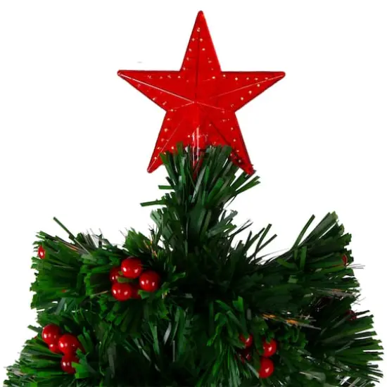 3ft. Fiber Optic Color Changing Artificial Christmas Tree with Red Berries {5}