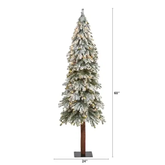 6ft. Pre-Lit Flocked Grand Alpine Artificial Christmas Tree, Clear LED Lights {3}