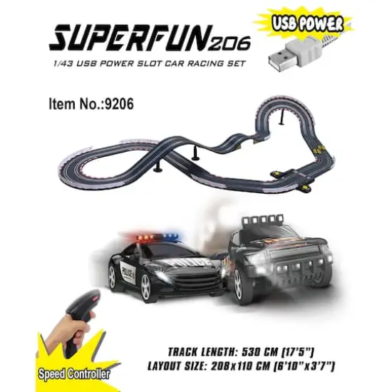 Joysway&reg; SuperFun 206 USB Power Slot Car Racing Set {3}