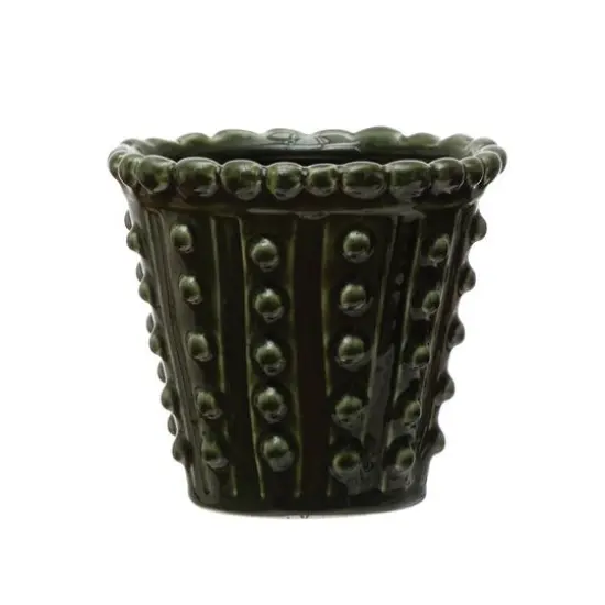 Hello Honey&reg; Green Stoneware Hobnail Planter {3}