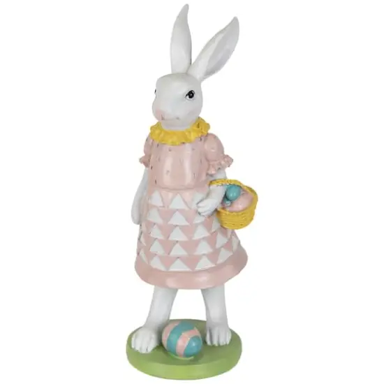 12" Girl Bunny with Easter Basket Outdoor Garden Statue {1}