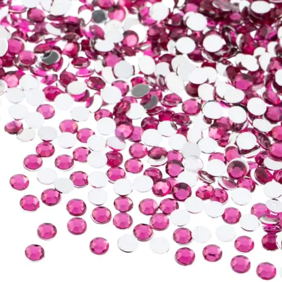 John Bead Acrylic Round Flat Back Rhinestones, 4mm Fuchsia {1}