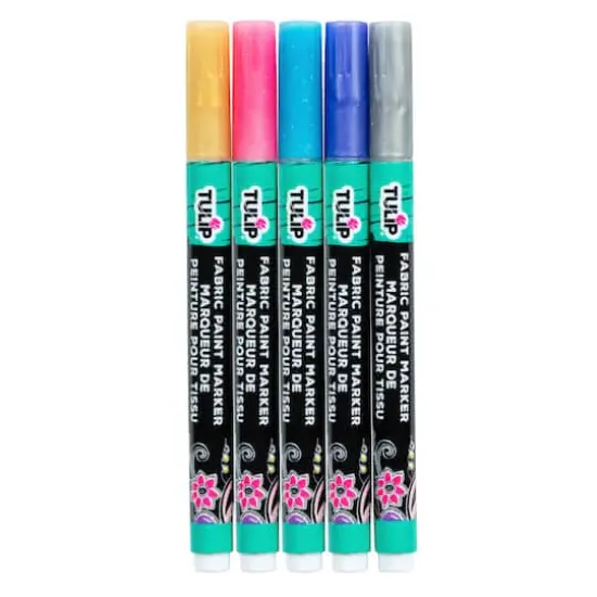 Tulip&reg; Glitter Fabric Paint Markers, 5ct. {3}