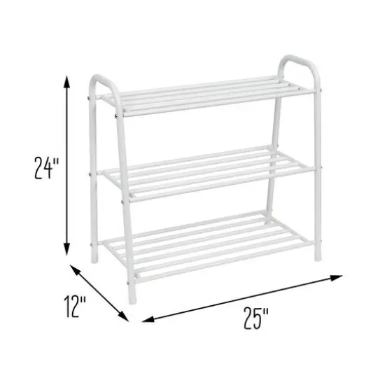 Honey Can Do Matte White 3-Shelf Steel Shoe Rack {7}