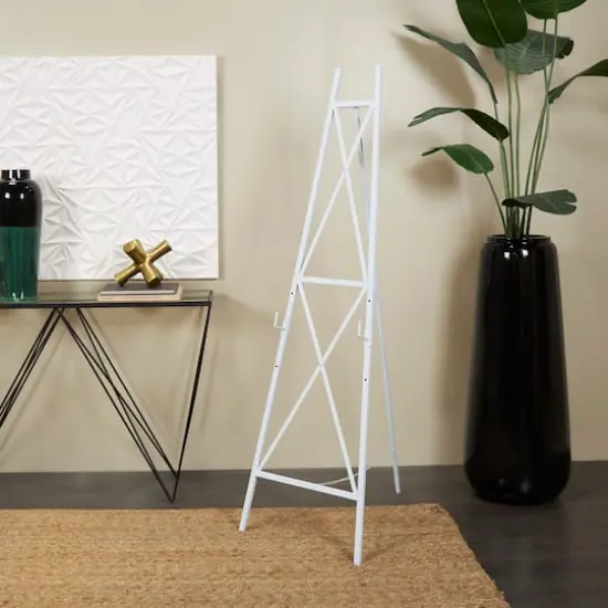 64" White Metal Adjustable Minimalist Floor Easel with Chain Support {7}