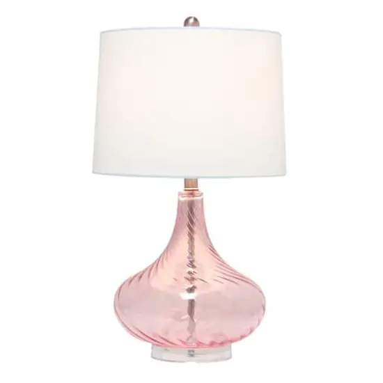 Lalia Home Classix 24" Pink Wavy Colored Glass Table Lamp {3}