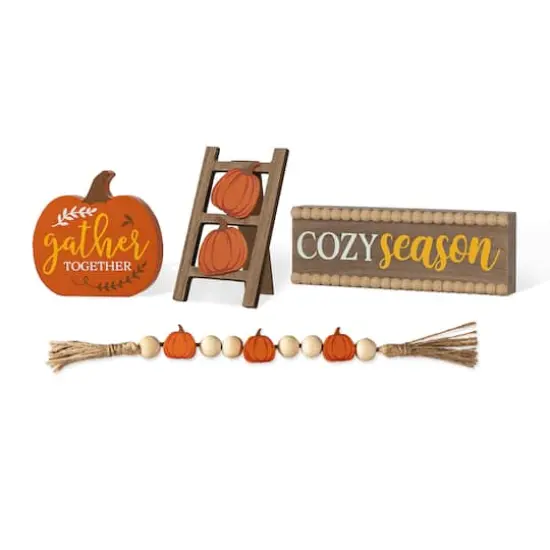 Glitzhome&reg; Fall Wood Word Signs Table D&eacute;cor Set {3}