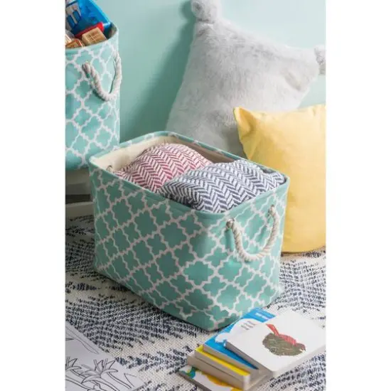 DII&reg; Large Rectangle Lattice Polyester Bin Aqua {5}