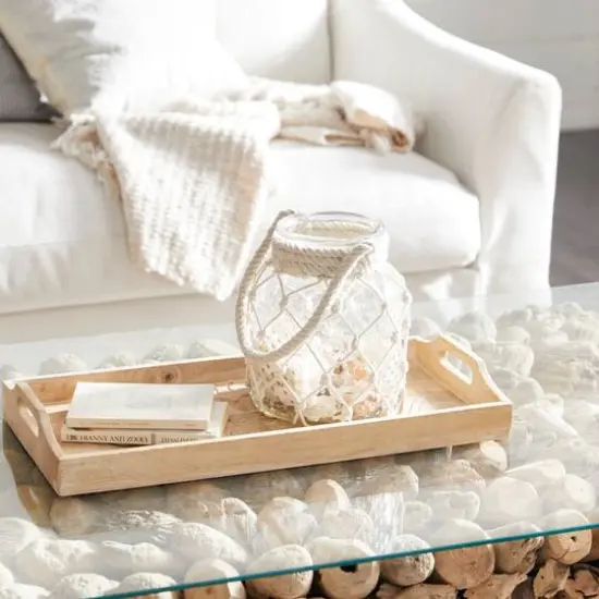 Clear Glass Coastal Candle Holder Lantern, 18" x 7" x 7" {7}