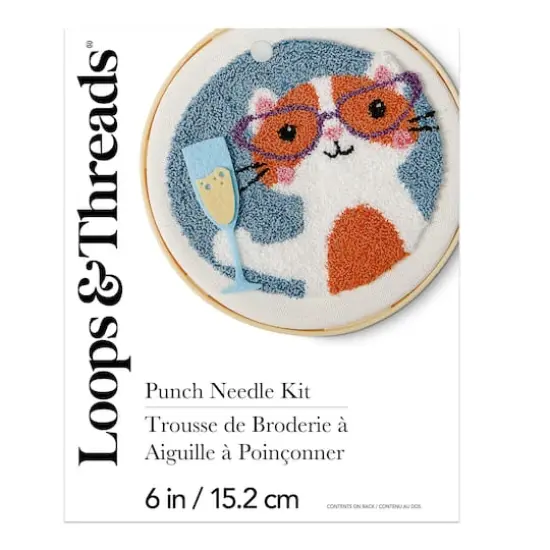 6" Cat with Bubbly Punch Needle Kit with Hoop by Loops & Threads&reg; {3}