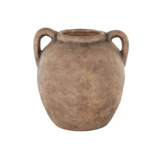 10.5" Copper Antique-Style Textured Ceramic Vase with Handles {1}