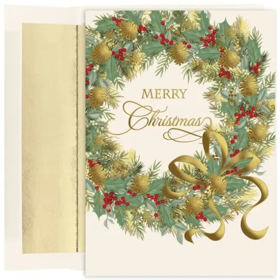 JAM Paper Traditional Christmas Wreath Cards Set, 16ct. {1}