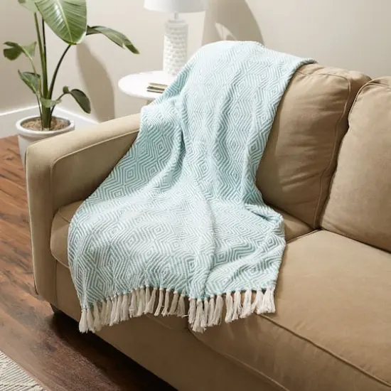 DII&reg; X-Diamond Geometric Throw Aqua {6}