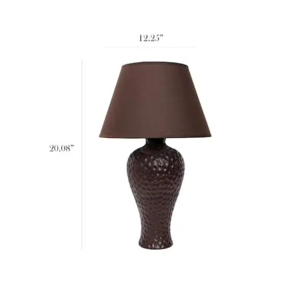 Simple Designs 20" Textured Stucco Curvy Ceramic Table Lamp Brown {4}