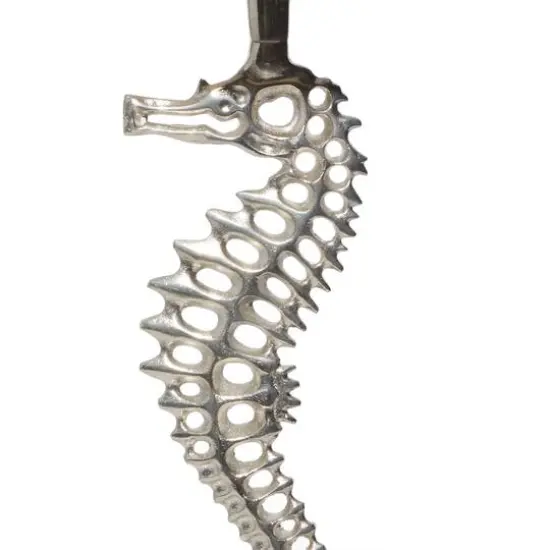 27" Silver Aluminum Coastal Accent Table {6}