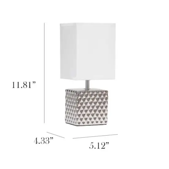 Simple Designs 12" Petite Hammered Chrome Square Table Lamp {4}