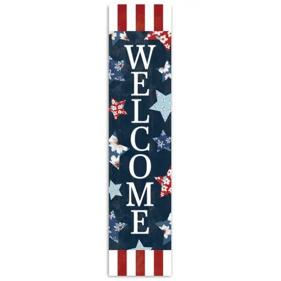 47" Welcome Floral Stars Pattern Porch Leaner {1}