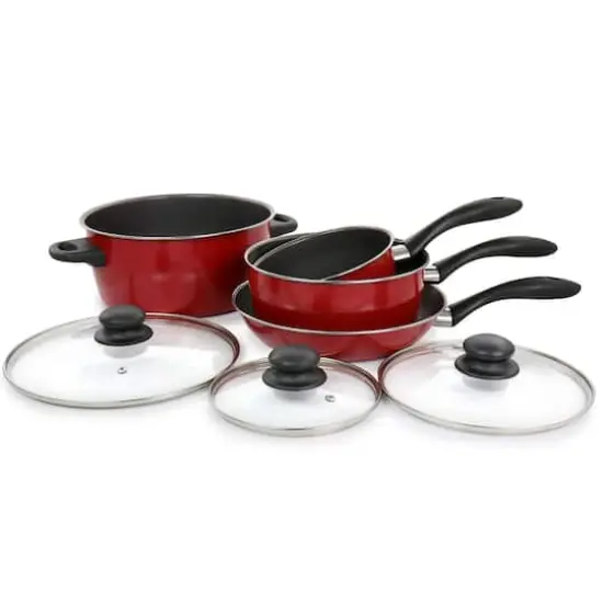 Gibson Home&reg; Armada 7-Piece Red Nonstick Carbon Steel Cookware Set {8}