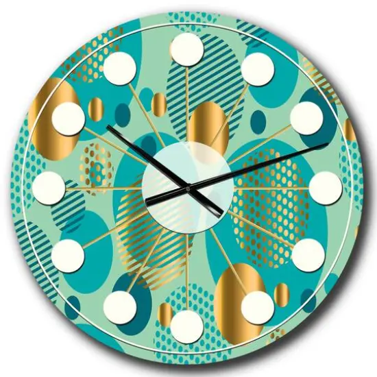 Designart 'Gold And Blue Dynamics Ii Mid-Century Modern Wall Clock {1}