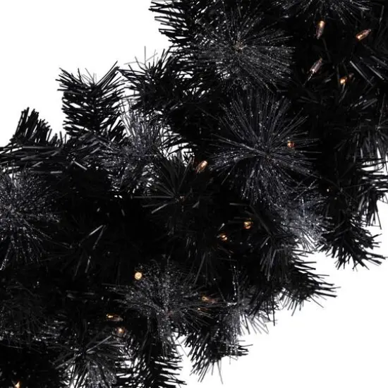 36" LED Black Bristle Artificial Christmas Wreath {9}