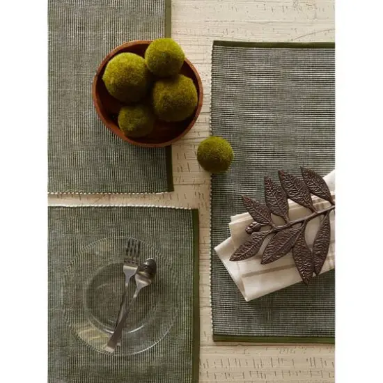 DII&reg; 2-Tone Ribbed Placemats, 6ct. Sage and white {9}