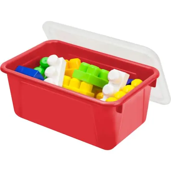 Storex Small Cubby Bin with Cover, 2ct. Red {4}