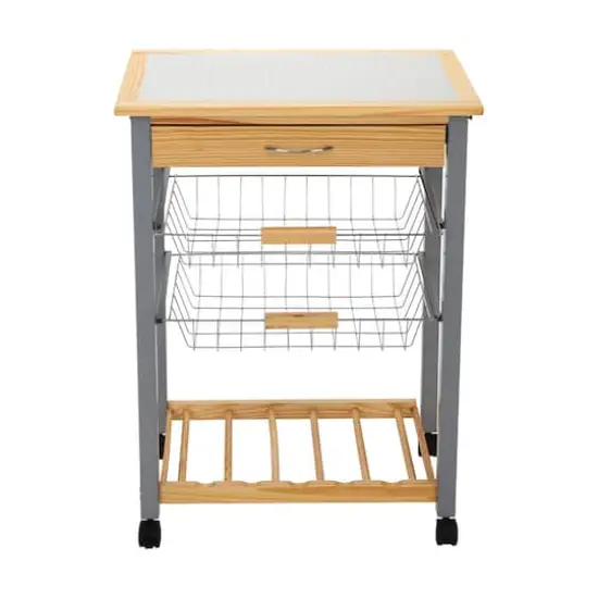 Organize It All Rolling Kitchen Cart with Wine Rack {5}