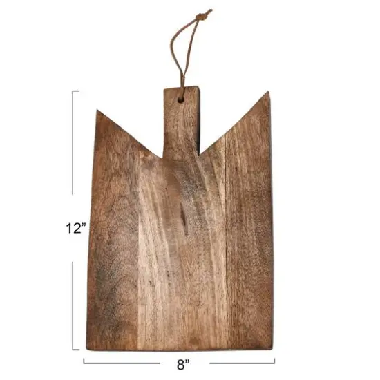 Hello Honey&reg; 12" Walnut Geometric Wood Cutting Board with Leather Tie {6}