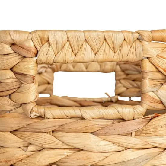 Household Essentials 11.75" Natural Water Hyacinth & Paper Basket with Black Stripes {4}