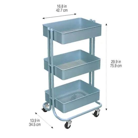 Lexington 3-Tier Rolling Cart by Simply Tidy&reg; Dusty Blue {4}