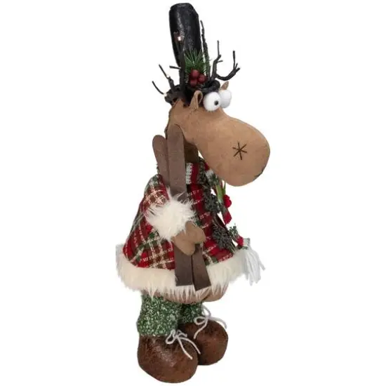 20" Standing Christmas Moose Figure with LED Antlers Tabletop Décor {4}