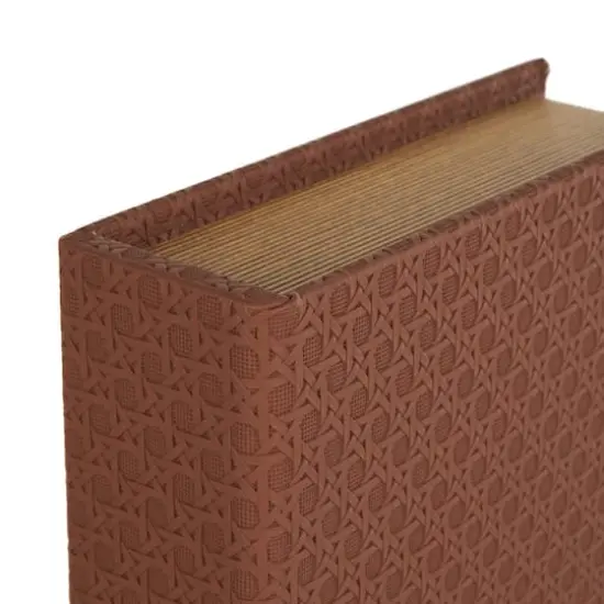 Faux Leather Geometric Woven Grid Book Storage Box Set Copper {5}