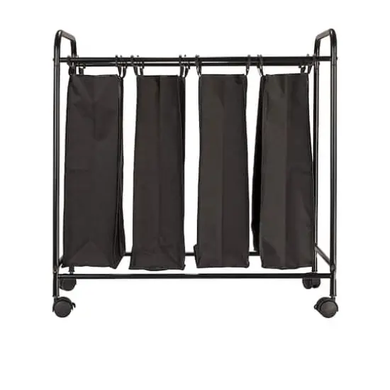 Household Essentials 4-Bag Rolling Laundry Sorter Cart Black {8}