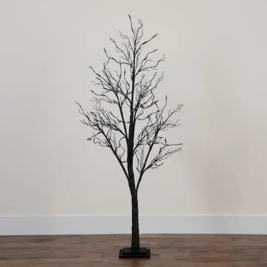 5ft. Orange & Purple LED Pre-Lit Halloween Deluxe Black Twig Artificial Fall Tree {9}