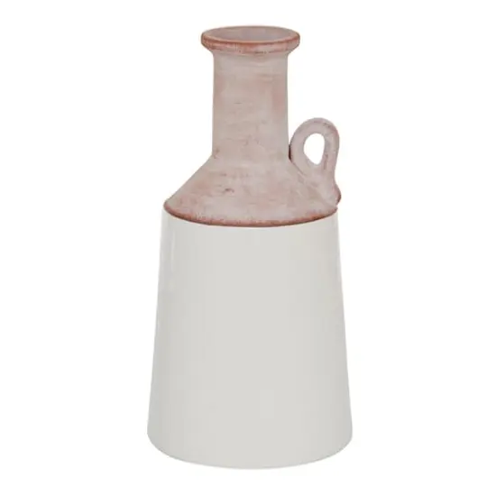 White Ceramic Farmhouse Vase, 12" x 6" x 6" {1}
